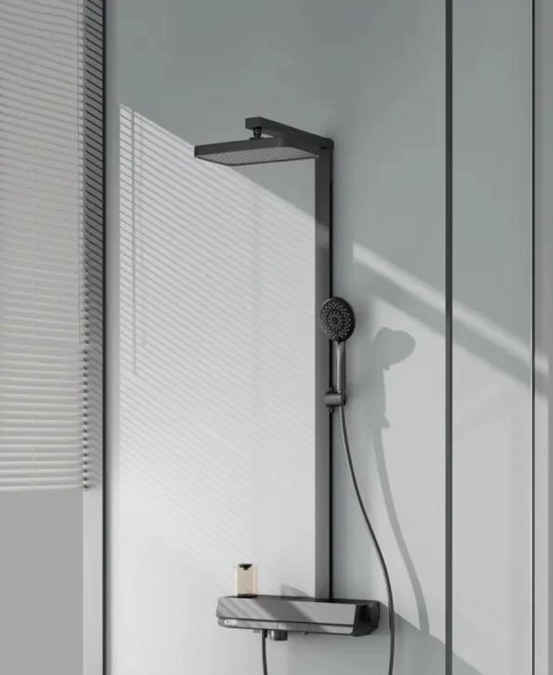 AquaDance dual shower system combining rainfall and handheld for low pressure homes
