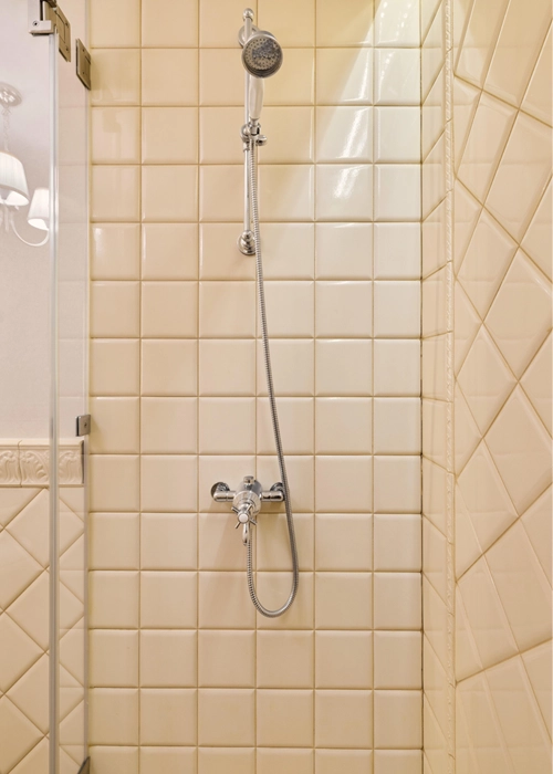 Easy install rainfall shower system for standard bathroom plumbing