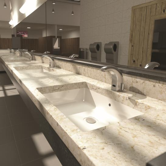 Moen M Power commercial touchless faucet for heavy use high traffic environments