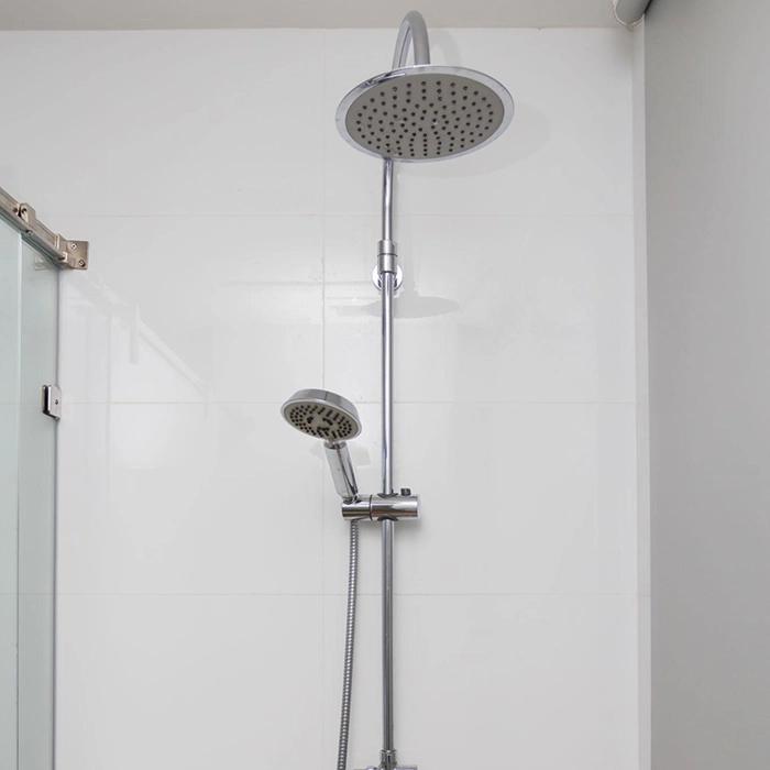 Wall mounted rainfall shower system with durable brass valve construction
